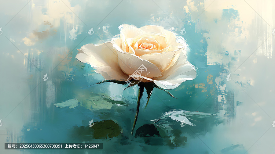 一朵驚艷的白色玫瑰畫作