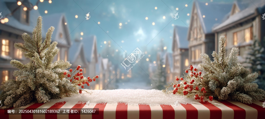 冬日節(jié)日圣誕雪村場(chǎng)景