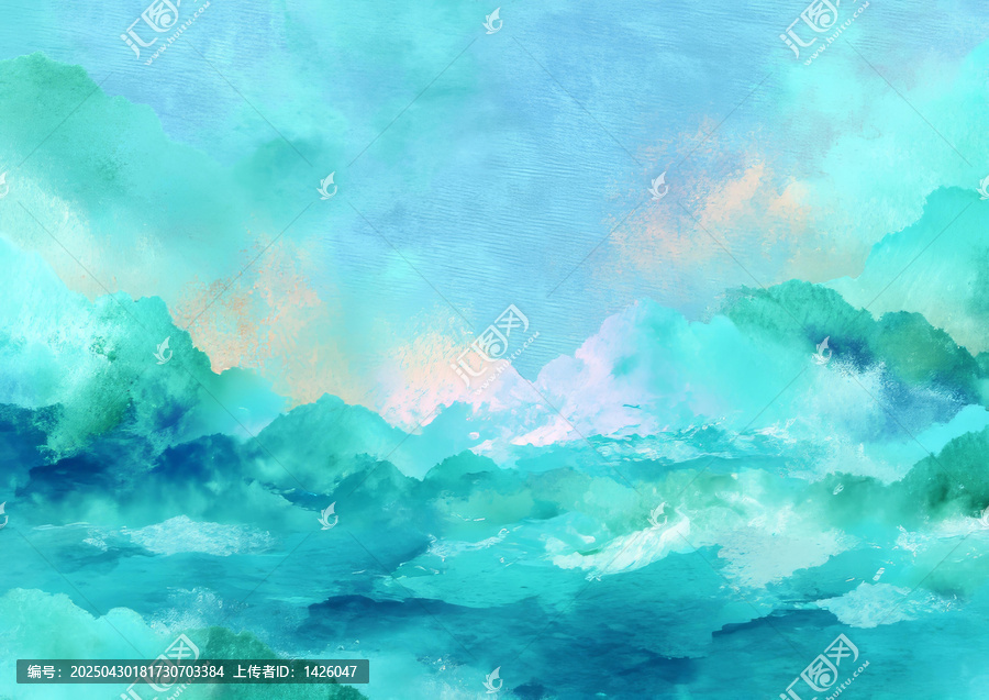 水彩山巒抽象風(fēng)景畫