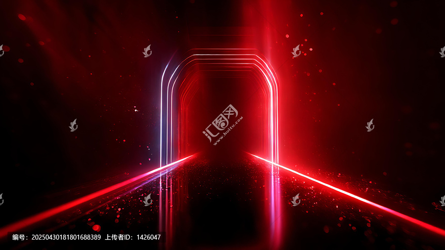 霓虹燈光隧道抽象背景圖