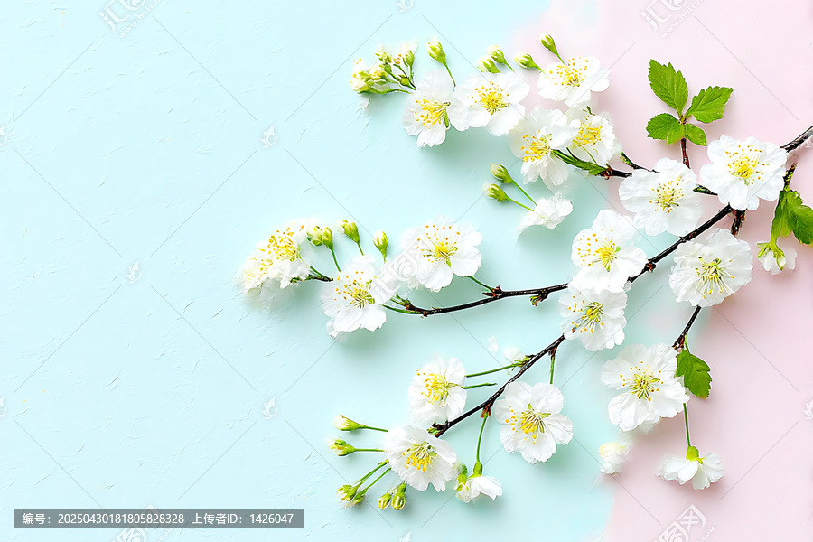 淡雅春日花朵背景圖