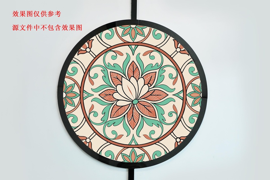 復(fù)古風(fēng)花卉圓形裝飾圖案