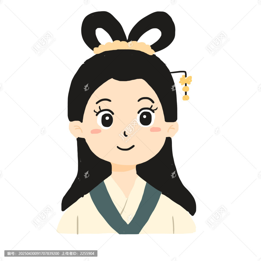 手繪卡通古人頭像免摳元素