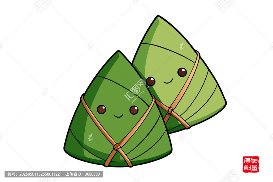 可愛卡通形象的兩個粽子