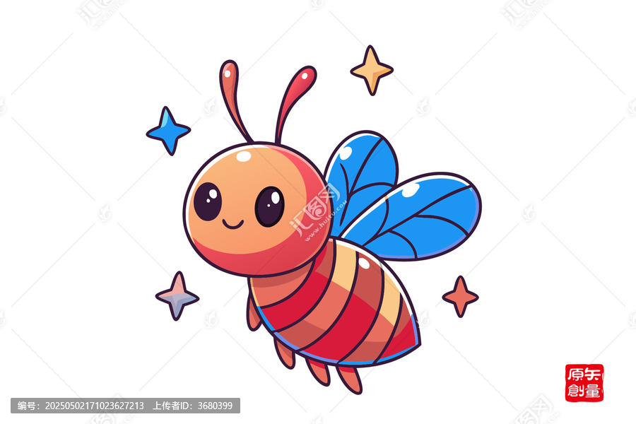 可愛卡通小蜜蜂插畫