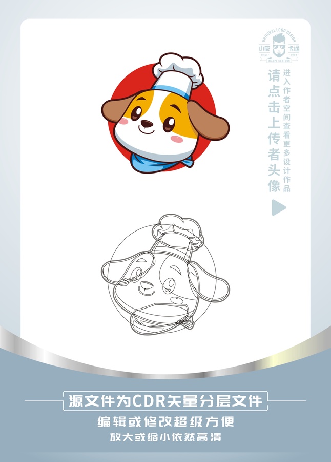 可愛小狗廚師卡通頭像