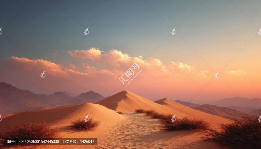 夕陽(yáng)下的沙漠美景