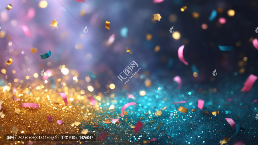 閃耀的彩帶和閃粉慶祝背景