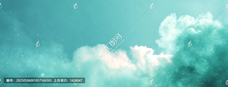 夢(mèng)幻青藍(lán)天空與棉花糖般的云朵