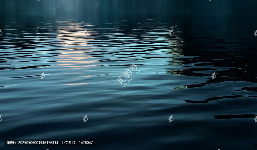 暮色湖面靜謐的倒影