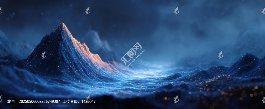 夢幻星空數(shù)字山脈景觀