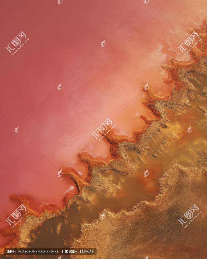 粉紅色鹽湖的俯瞰視角