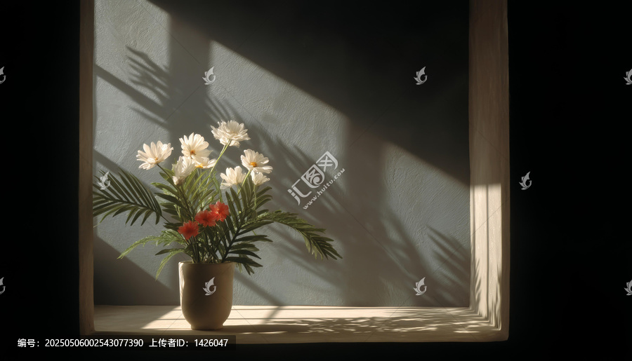 窗邊花藝作品的靜謐之美