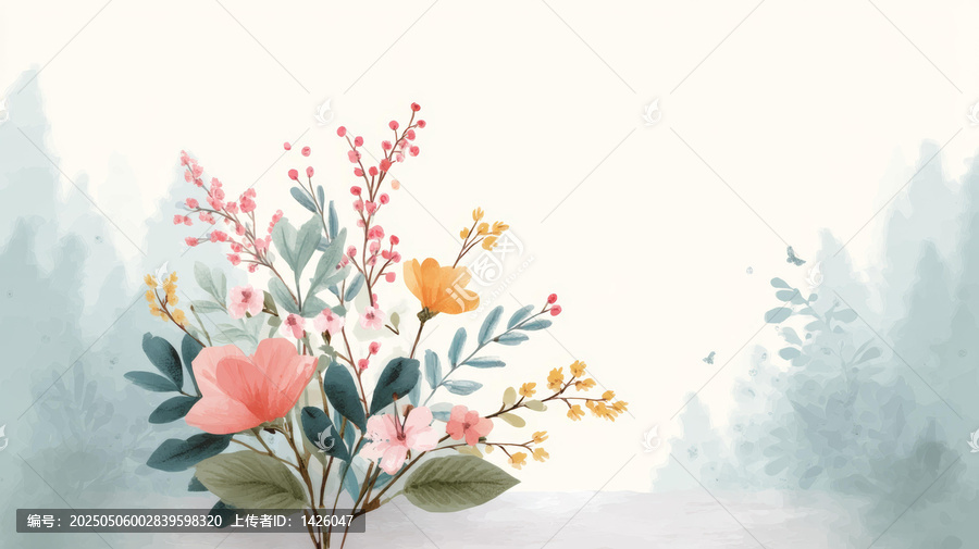 水彩花束藝術(shù)背景圖