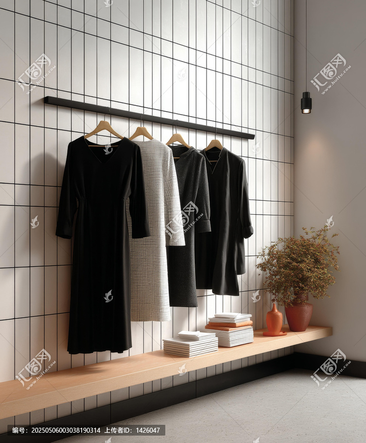 極簡風(fēng)格的現(xiàn)代服裝陳列室