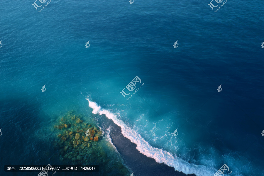 俯瞰海浪拍打海岸的壯麗景象