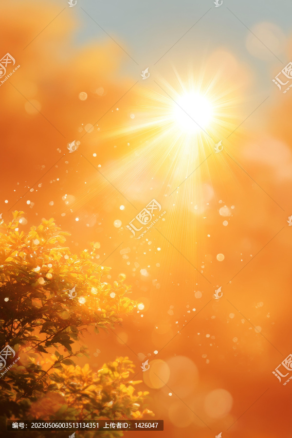 溫暖的夕陽天空與鮮艷色彩