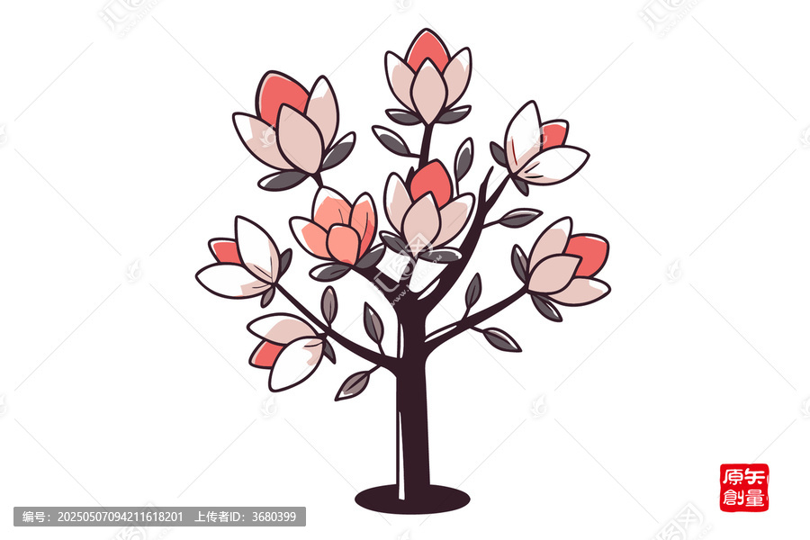 手繪簡約風(fēng)花卉樹木插畫