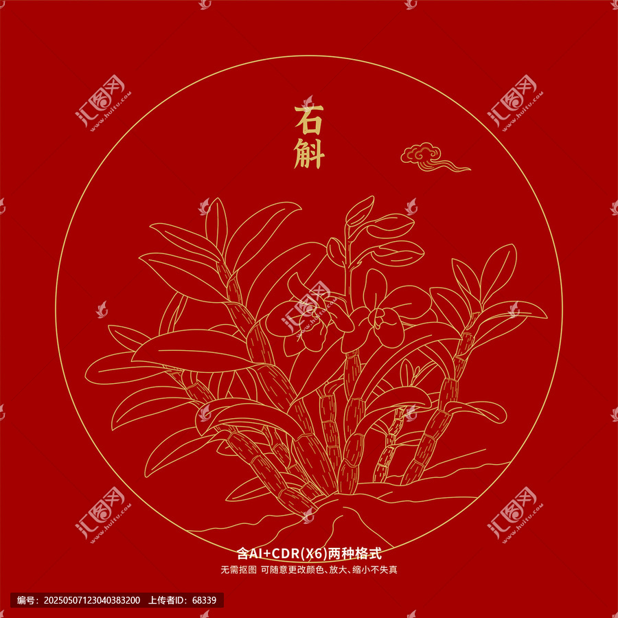 石斛線描
