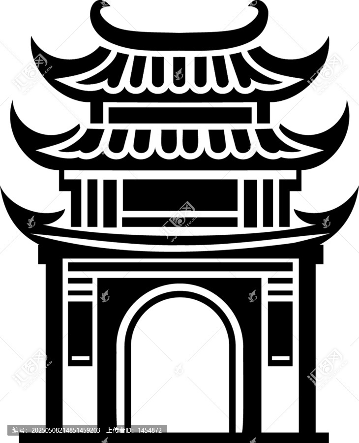 中式傳統(tǒng)古建筑矢量圖