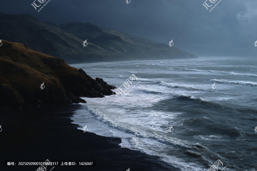 暗黑沙灘與狂暴海浪