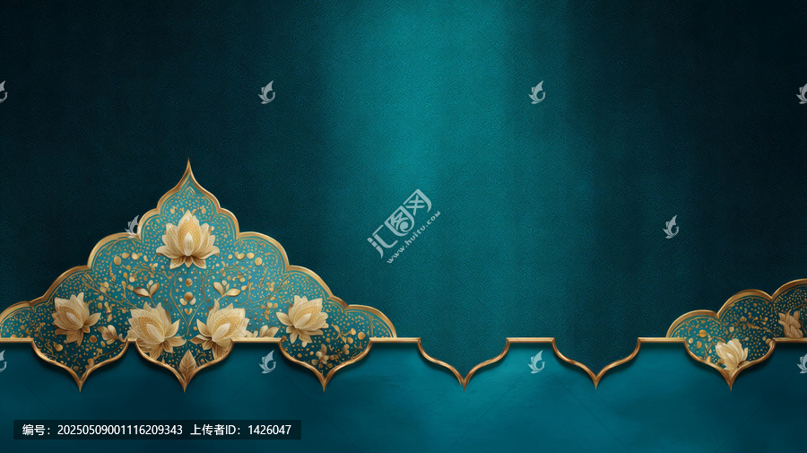金色花紋的深藍色背景裝飾