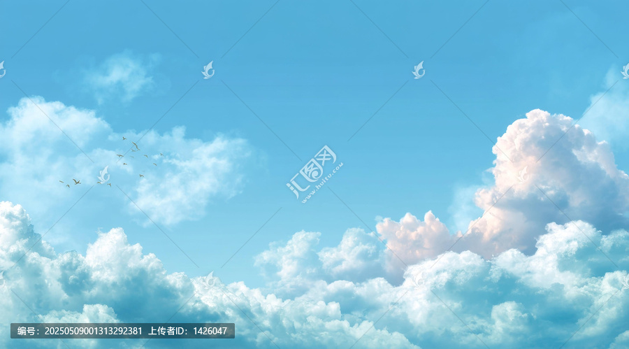 云朵飄浮的蔚藍天空