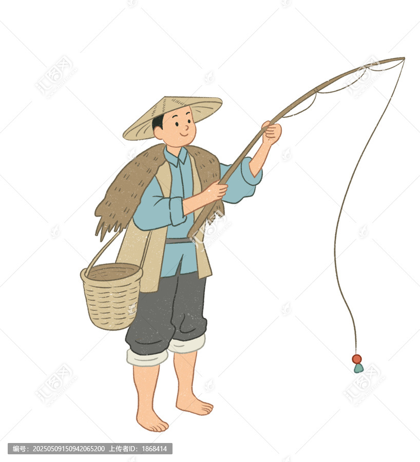 傳統(tǒng)裝扮的釣魚男子