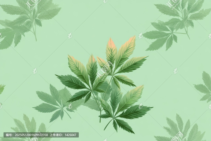 淺綠色背景上的綠色植物圖案