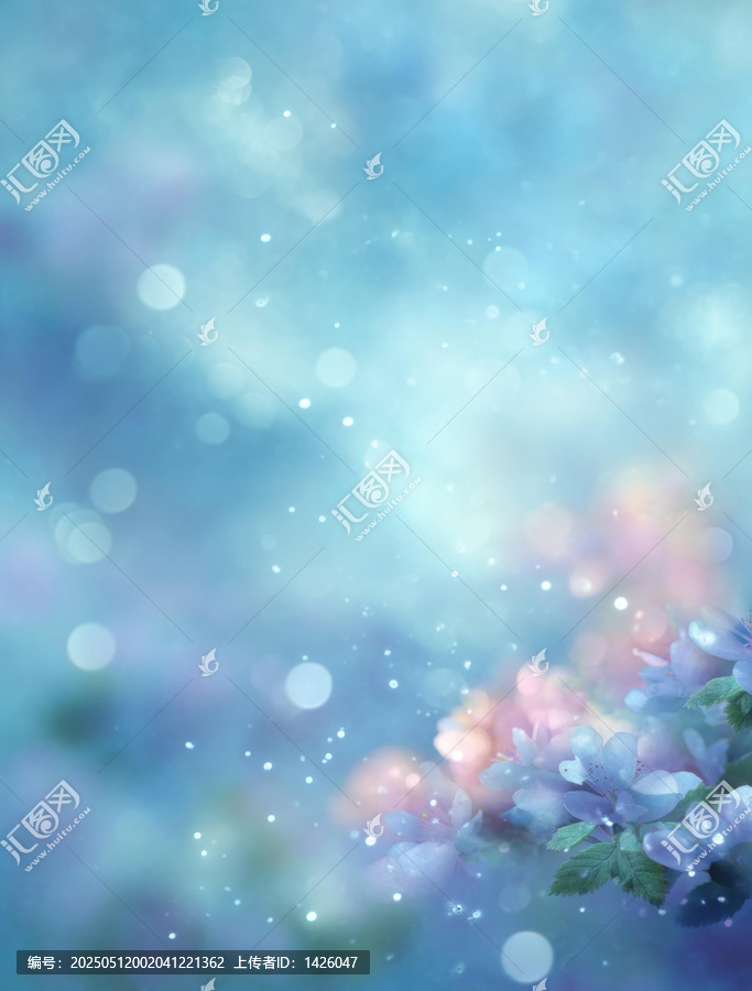 柔和夢幻的春季花卉背景圖