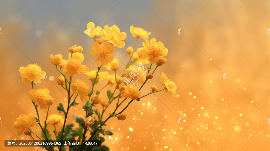 溫暖陽光下的黃色花朵