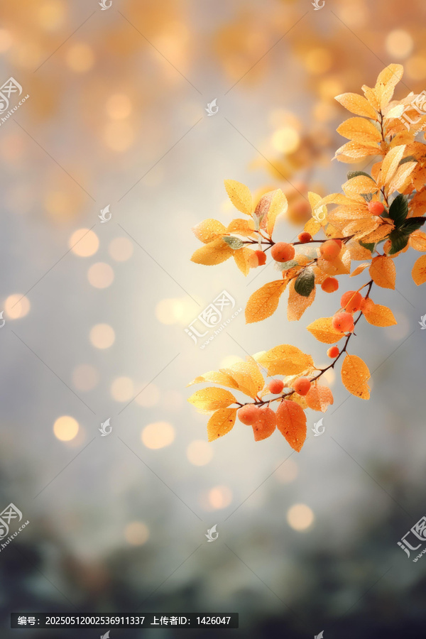 秋日金黃枝葉與漿果的美景