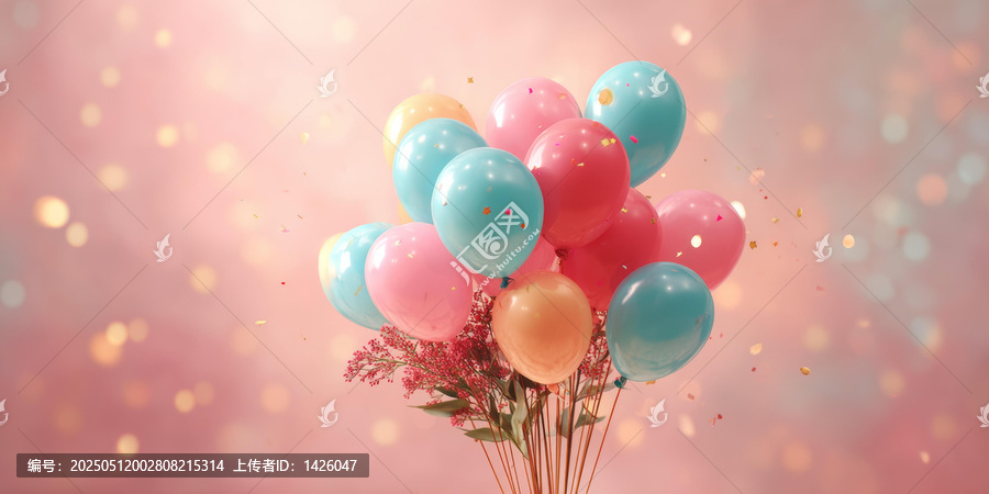 彩色氣球慶祝派對背景圖