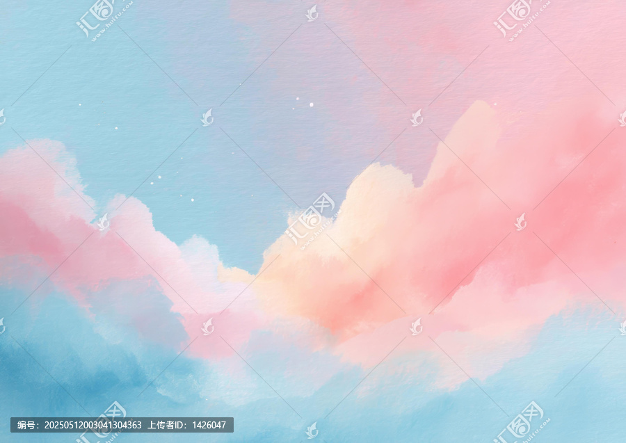 柔和天空水彩畫