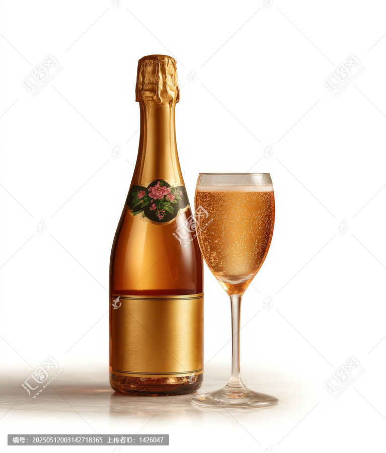 節(jié)日香檳酒瓶和酒杯