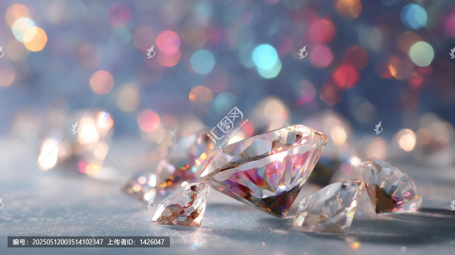 閃耀的鉆石與柔和的藍色背景