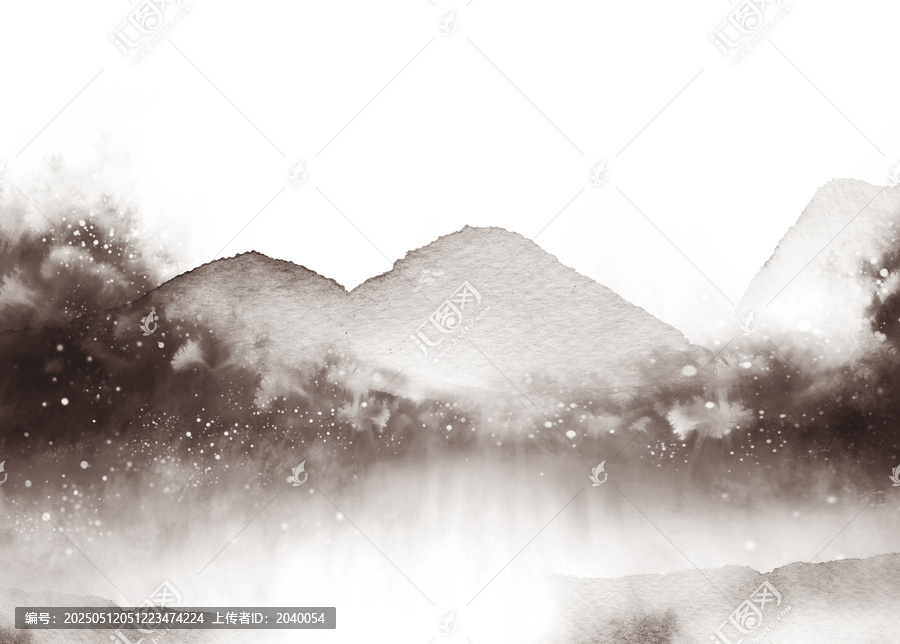 水墨風(fēng)景畫水彩山峰畫水彩山水畫