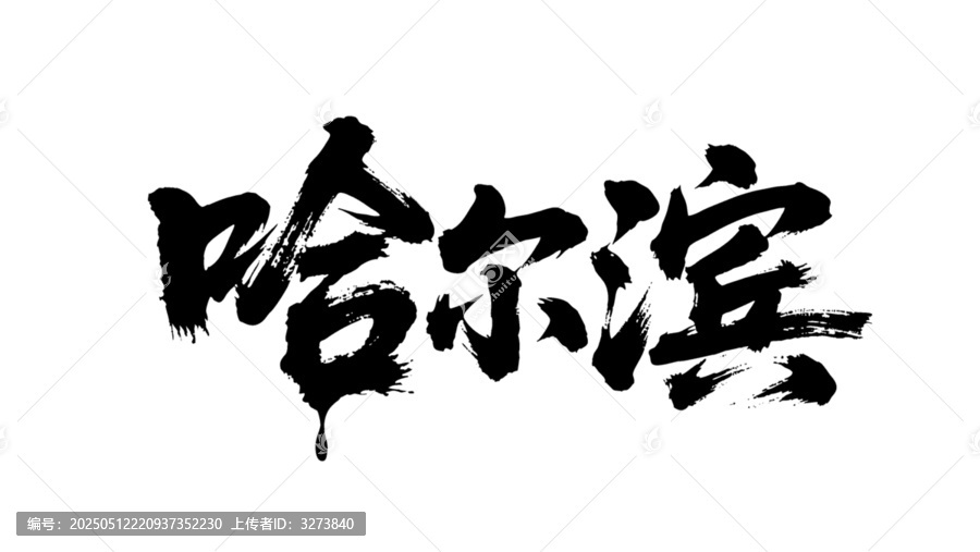 矢量書(shū)法毛筆字手寫(xiě)哈爾濱