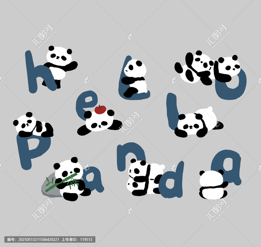你好熊貓可愛熊貓圖案