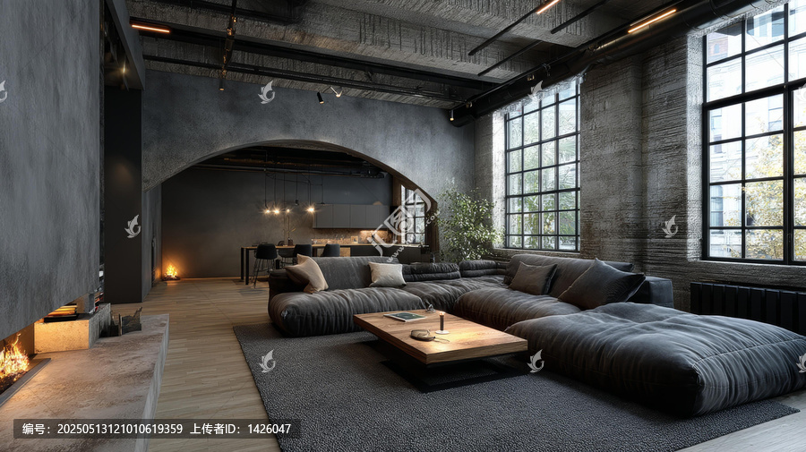 工業(yè)風(fēng)loft公寓客廳設(shè)計圖