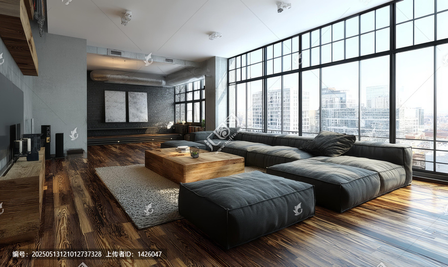 現(xiàn)代工業(yè)loft公寓客廳設(shè)計(jì)