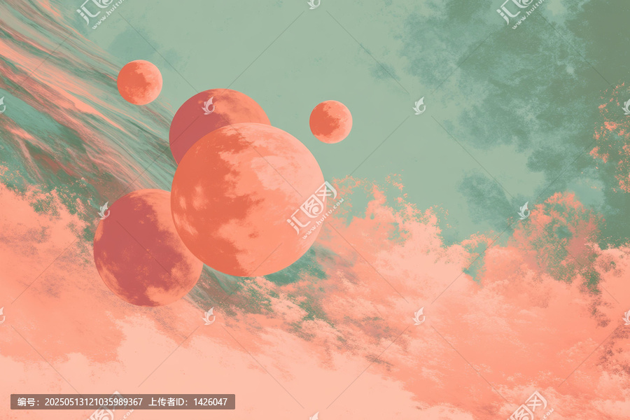 柔和色彩的宇宙漂浮星球