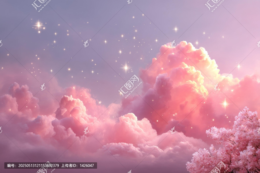 夢幻粉嫩星空霞云圖
