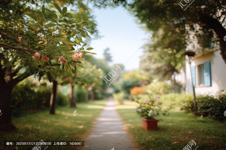 陽(yáng)光明媚的花園小徑