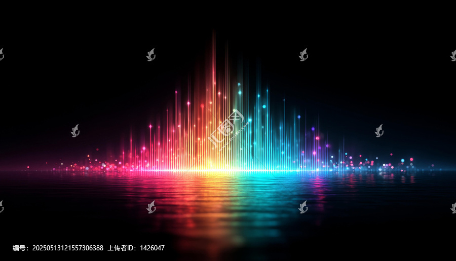 彩色音波頻譜抽象背景圖