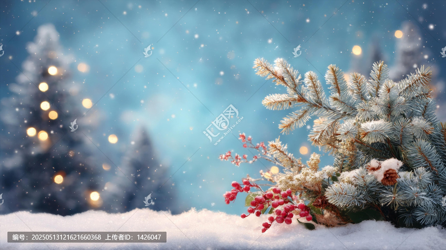 冬日雪景圣誕節(jié)裝飾場景