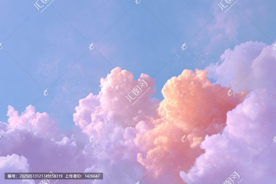 夢(mèng)幻天空中的粉嫩云彩