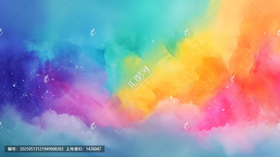 夢(mèng)幻水彩云彩背景圖
