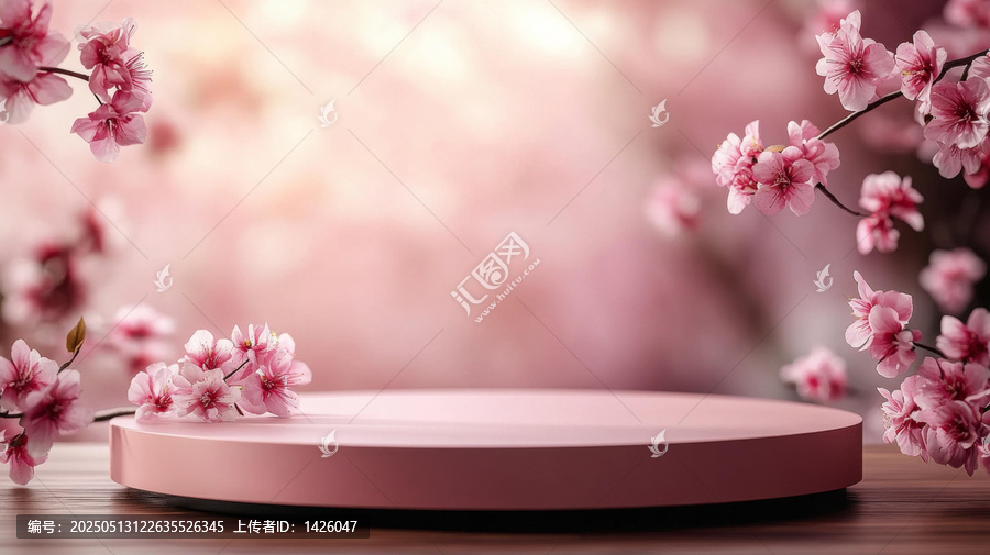 粉嫩櫻花背景展示臺(tái)