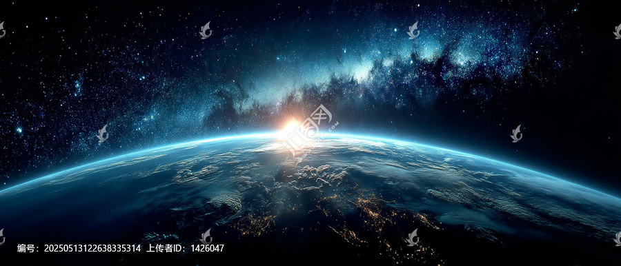 地球晨曦下的宇宙奇觀